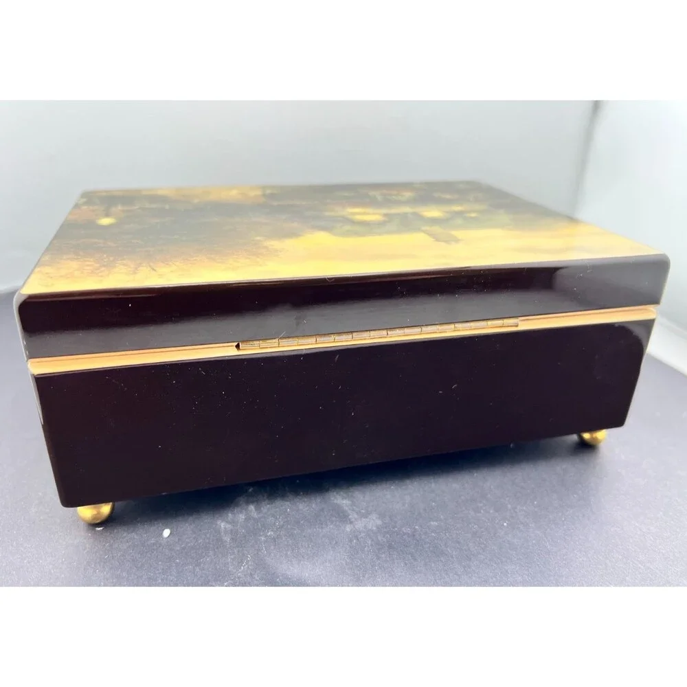 Vtg Musical Jewelry Box Wooden Thomas Kinkade Art Open Gate Song Close to You